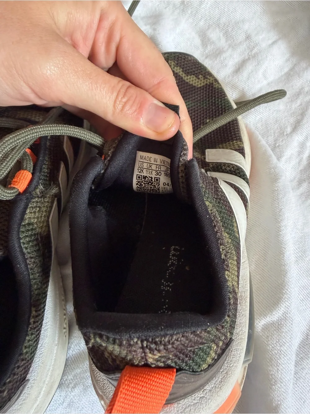 adidas Kids Camo Sneakers with Orange Accents